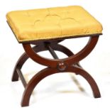 A Victorian mahogany dressing stool, c1840, on X-frame with turned stretcher, 47cm h Provenance: