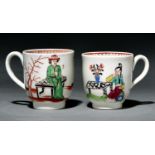 A Worcester coffee cup and a Liverpool coffee can, John or Seth Pennington, c1780 and c1770, the