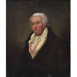 English School, 19th century ‘ Portrait of a Gentleman, three quarter length in a brown coat, oil on