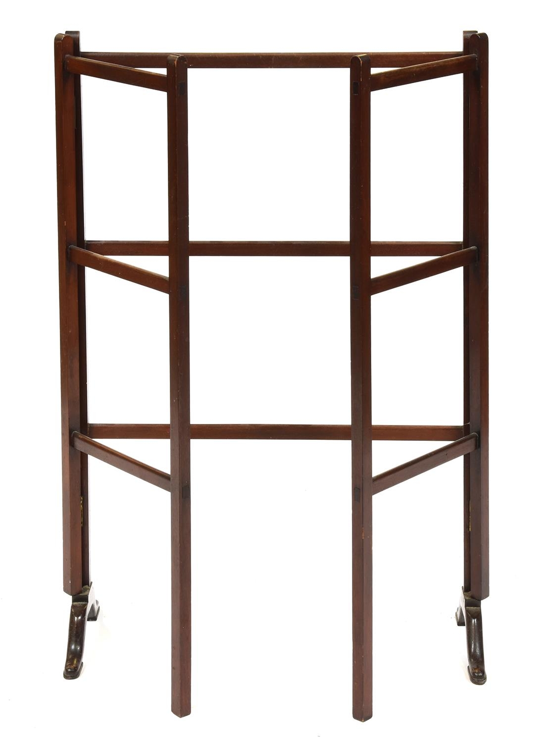 A George III mahogany folding towel horse, c1800, on pad feet, 100cm h x 61cm l (unopened) and a - Image 2 of 2