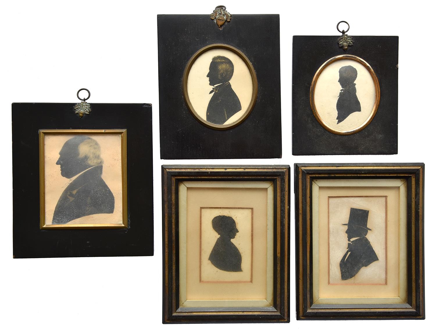 English Profilist 1839 - Post Mortem Silhouette of a Gentleman, painted on card, 103 x 84mm,