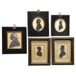 English Profilist 1839 - Post Mortem Silhouette of a Gentleman, painted on card, 103 x 84mm,