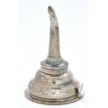 A George III silver wine funnel, the ogee bowl with beaded rim and shaped lug, crested, 12cm h, by