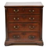 A mahogany chest of drawers, 18th c and later, the four graduated drawers with brass loop handles