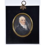 English School, 18th c - Portrait Miniature of Father James Parker, S J of Bristol, in dark blue