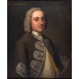 Phillip Mercier (1689-1760) ‘ Portrait of Thomas Samwell, half length in a green coat with silver