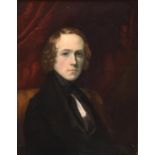 British School, 19th century ‘ Portrait of a Man, seated half length in a black coat and black stock