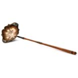 A George III double lipped silver punch ladle,  the bowl on slender turned wood handle, 31cm l, by