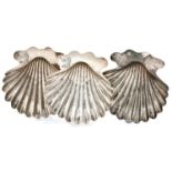 A set of three George III silver butter shells, crested, 13.5cm l, maker W A, probably William Abdy,