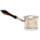 A George III silver saucepan, with flared rim and lignum vitae handle, bowl 6.7cm h, by Walter