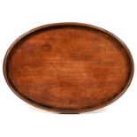 A George III oval mahogany tray, late 18th / early 19th c, crossbanded in rosewood and line inlaid