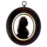 Mrs Isabella Beetham (c1753-1825) - Silhouette of a Lady, a spotted bandeau in her curly long