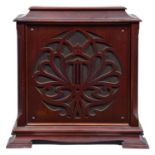 An English mahogany loudspeaker, Celestion Radio Co, c1930, in pagoda topped cabinet, on outset