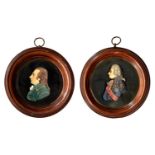 James Tassie (1735-1799) - wax miniature of James Gregory, polychrome painted wax on black glass,