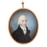 Attributed to Thomas Richmond (1771-1837) - Portrait Miniature of a Gentleman, in a dark brown