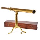 An English brass 1½inch refracting telescope, Dollond, London, c1820, with rackwork focusing, on