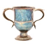 A George III silver cup, with reeded girdle on domed foot, 13.5cm h, maker's mark rubbed, I-, London
