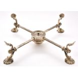 A George II silver dish cross, the trellis pierced legs with shell thumbpiece and foot, with