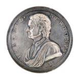 Death of Isaac Newton commemorative silver medal, 1727, struck 1740 by J Croker (Eimer 504) 51mm,