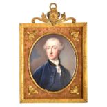 Henry Bone RA (1755-1834) - Portrait Miniature of a Gentleman, in blue coat and waistcoat with black