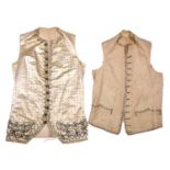 An English silk gentleman’s waistcoat, c1760, with wire thread borders, buttons and sequin