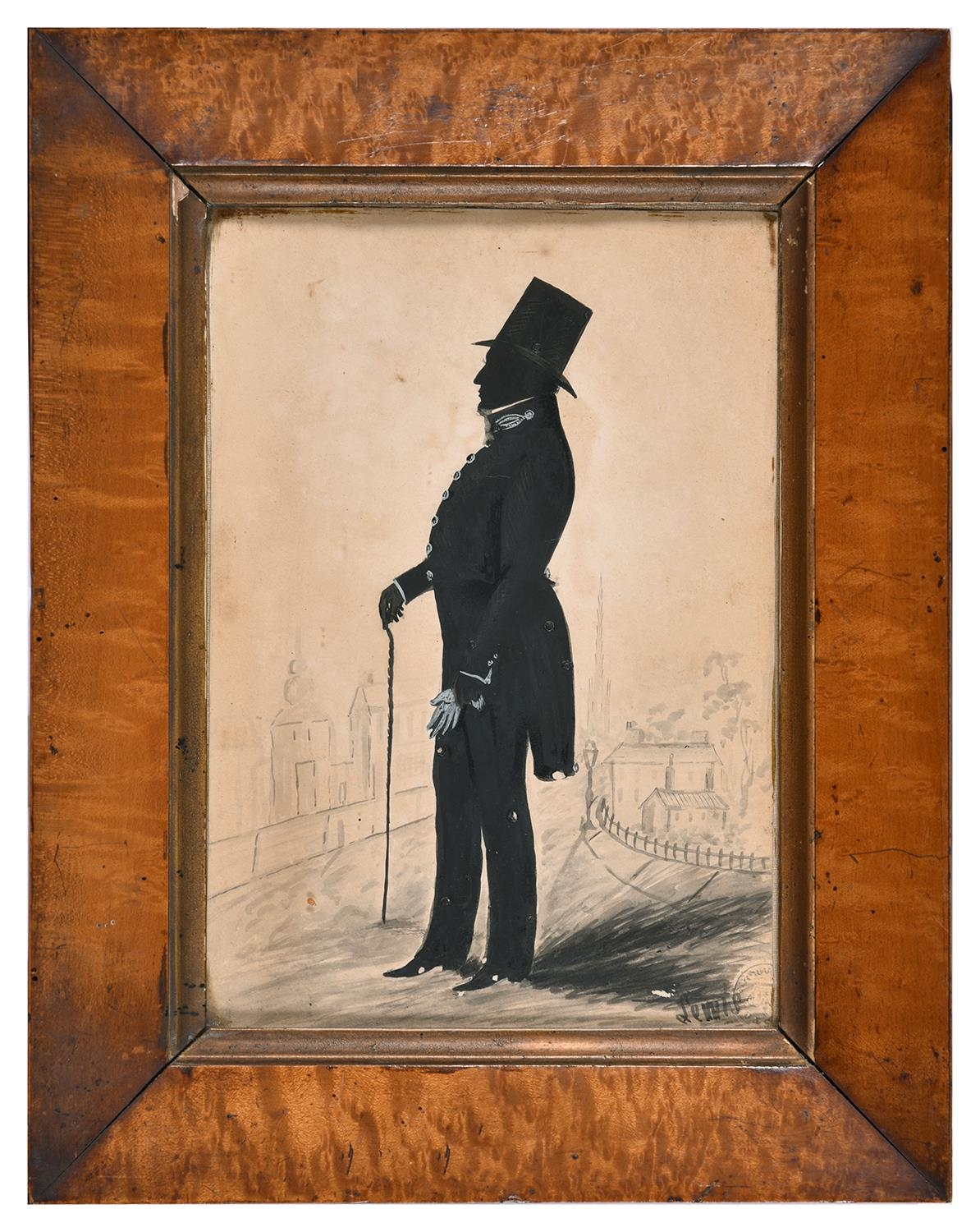 T Lewis of York (fl 1808-1830) ‘ Silhouette of a Policeman; Silhouette of a Lady, possibly pendants, - Image 4 of 6