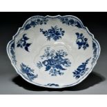 A Caughley salad bowl, c1780, transfer printed in underglaze blue with the Pinecone pattern, 25.