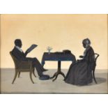 W H Beaumont (Fl. 1833-1850) - Silhouette of Admiral and Mrs Littlehales, seated full length at a
