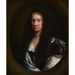 English School, c1690 - Portrait of Eusanna Crawley-Boevey, bust length in a white dress with blue