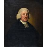 British School, 18th c - Portrait of Clergyman, bust length, oil on canvas, 73 x 60cm, carved and