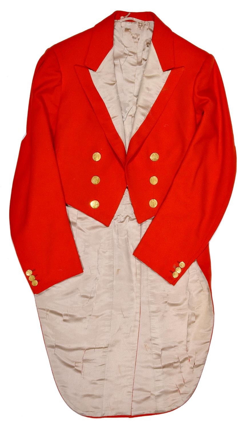 Fox Hunting. A good Master of Fox Hounds red tailcoat, with gilt brass Atherstone Hunt buttons The