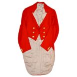 Fox Hunting. A good Master of Fox Hounds red tailcoat, with gilt brass Atherstone Hunt buttons The