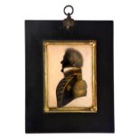 John Field (1772-1848) - Silhouette of a Naval Officer of Flag Rank, painted on card, bronzed, 86