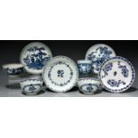 A group of Liverpool teaware, late 18th c, transfer printed in underglaze blue with various