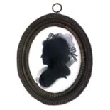 Mrs Mary Lightfoot (fl. c1785) - Silhouette of a Lady wearing ribbon bows in her hair and fichu,