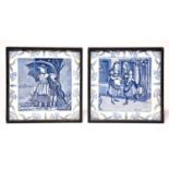 A pair of Wedgwood eight inch blue and white Months of the Year wall tiles, designed by Helen J A