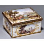 An enamel box, late 19th century, the sides and slightly domed lid painted in polychrome with