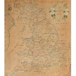 A Regency linen map sampler of England and Wales, c1800, with islands and many of the principal