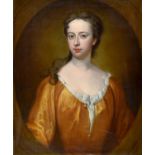 Studio of Sir Godfrey Kneller ‘ Portrait of Elizabeth Viscountess Dunbar, bust length in a yellow