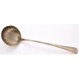 A George III silver soup ladle, Feather Edge pattern, shell bowl, by George Smith, London 1777, 4ozs