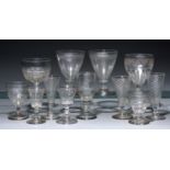 Twelve English glass rummers, ale and other drinking glasses, c1770-early 19th century, to include