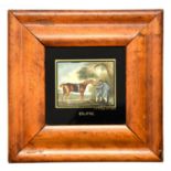 After George Stubbs ‘ Miniature of the thoroughbred racehorse ‘Eclipse’, ivory, 60 x 78mm, verre