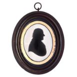 Houghton and Bruce (fl. c1792-1796) - Silhouette of a Gentleman, wearing a coat, painted on plaster,