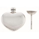 Tiffany & Co. A heart shaped silver scent bottle and funnel, 13dwts, boxed Good condition