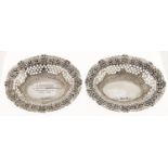 A pair of Victorian oval pierced and die stamped silver bonbon dishes, 13cm l, by A 7 J