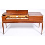 A mahogany square piano, Broderip and Wilkinson, London No. 1522, c1800, the fretted satinwood