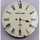 Railway Clock. A London and North Eastern Railway wall timepiece, Potts & Sons, early 20th c, with