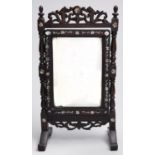 A Chinese mother of pearl inlaid hardwood dressing mirror, late 19th c, with bevelled plate, 45cm