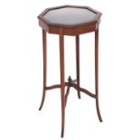 An Edwardian octagonal mahogany display table, 72cm h; 41 x 41cm Good condition