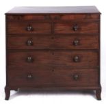 A Victorian mahogany chest of drawers, 115cm h; 57 x 126cm Lacks moulded lip from one side, knobs